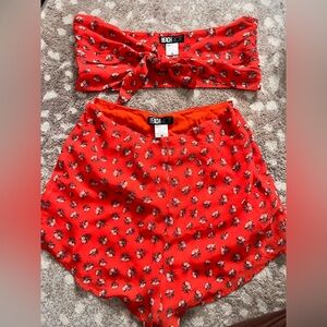 Beach Riot Red Floral Tie-Front Two-Piece Set
